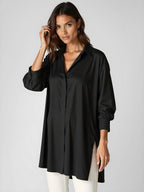 Oversized Lapel Button Shirt Dress
